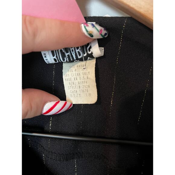 Vtg 70s R&M Richards Karen Kwong Black Gold Striped Blouse Shirt 18 X-Large XXL - Picture 7 of 7